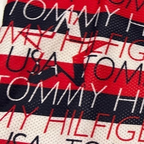 Tommy Hilfiger swim trunks M spell out 5.5” inseam stars stripes red white blue. - Picture 7 of 7